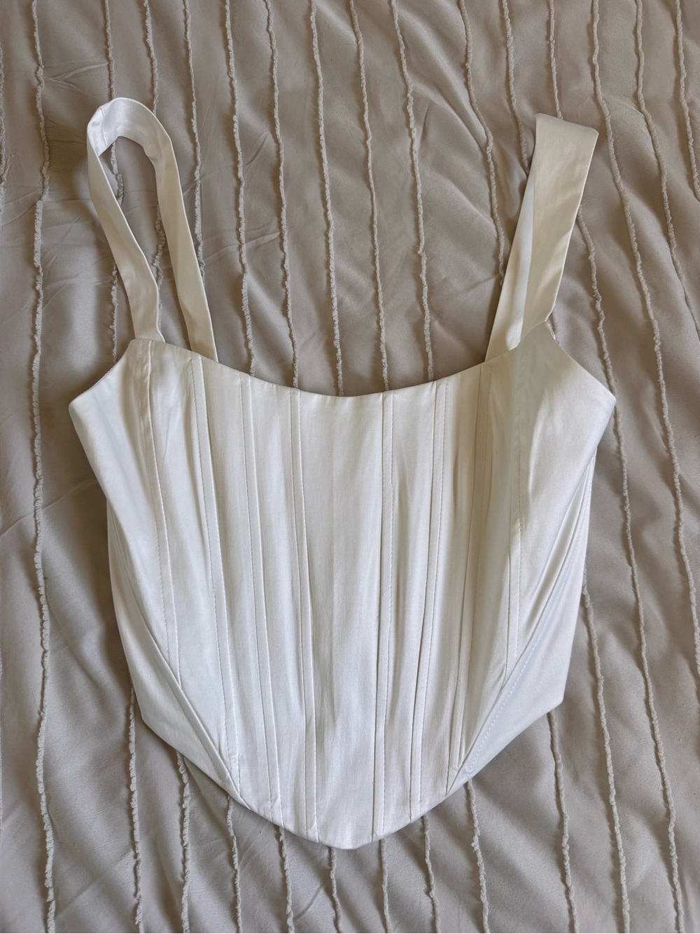 Dynamite Ivory Structured Corset Tank Top